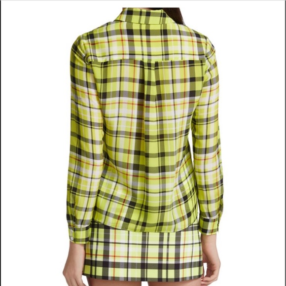 NWT- Alice+ Olivia Willa silk plaid shirt size S - Picture 3 of 12